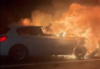 Traffic held on M2 after BMW bursts into flames