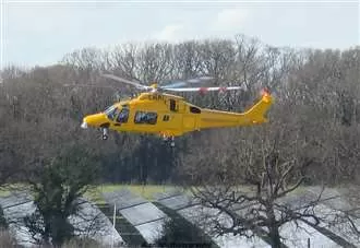 Air ambulance lands next to caravan park as police also called