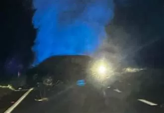 Busy road shut in both directions due to car fire