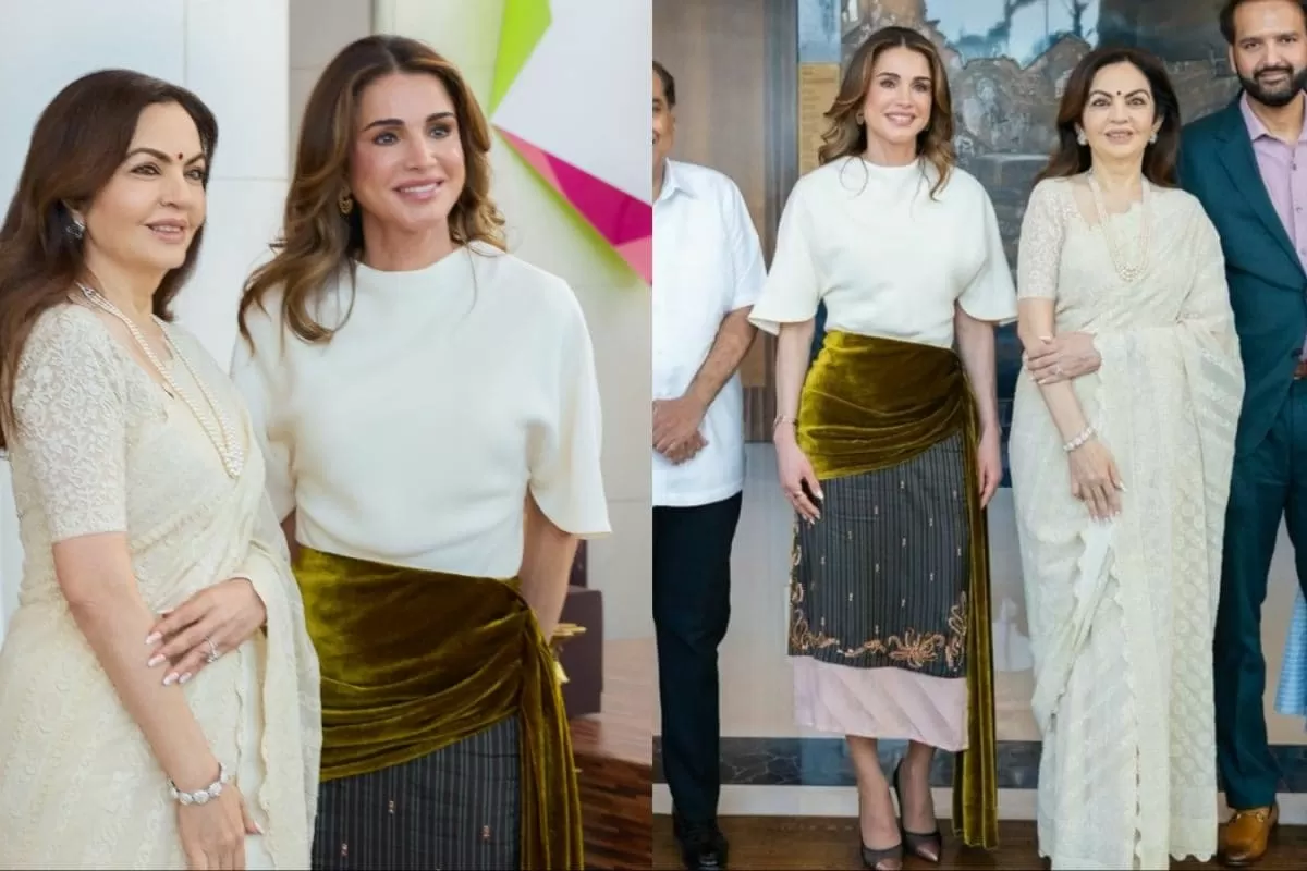 Nita Ambani Turns To Timeless Ivory Saree And Pearls As She Hosts Jordan's Queen Rania